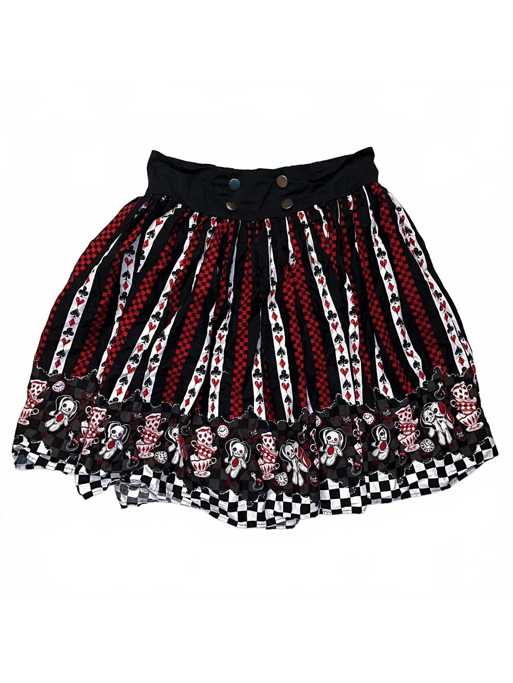 Hot Topic Thorn & Fable Plus Skirt Black Red Checkerboard Playing Card Size 0
